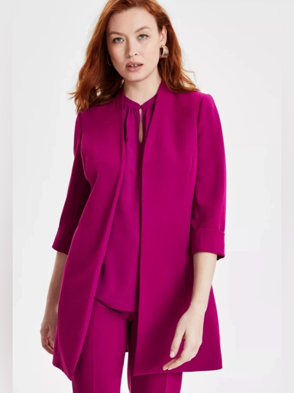 Kasper Women's Open Front Crepe Topper Jacket - Cerise - 4 - New with tags